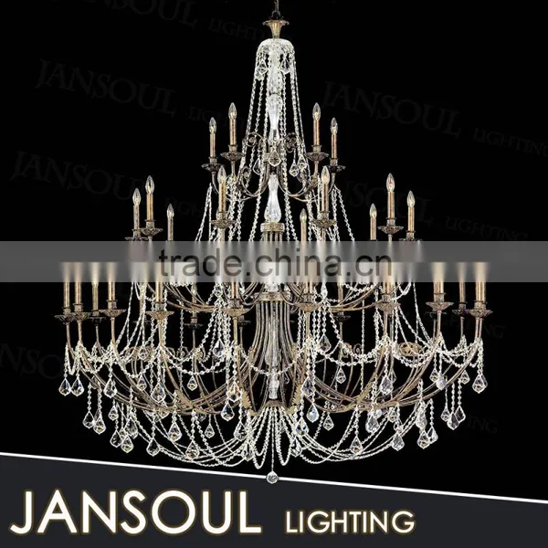 American Restaurant Lobby Oil Rub Bronze Lighting Three Floors Classical Crystal Chandelier