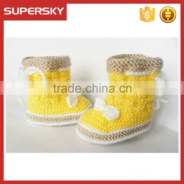 V-125 New Design Knit Pattern Warm Crochet Toddler Baby Shoe Indoor Knitted Newborn Slipper Shoe photo-2