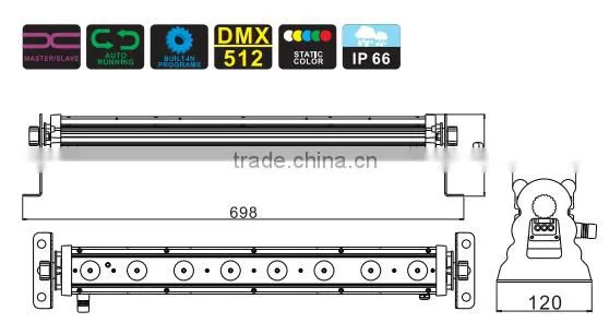 Multi Color RGB Batter Powered Outdoor IP65 8x3W LED Light Bar photo-3