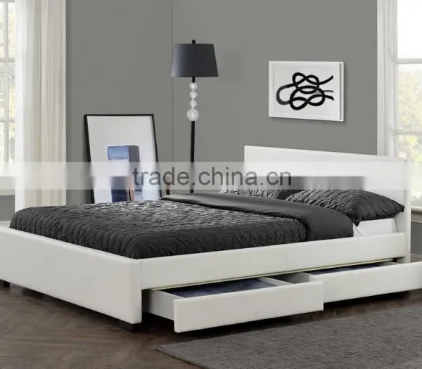 Leather Bed With Drawers