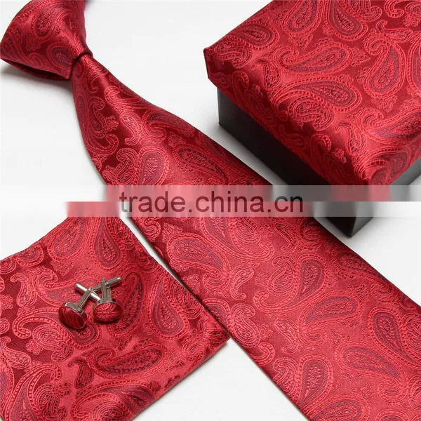 Fashion Stripe Microfiber Mens Tie Handkerchief Cufflink Sets Quality Choice photo-2