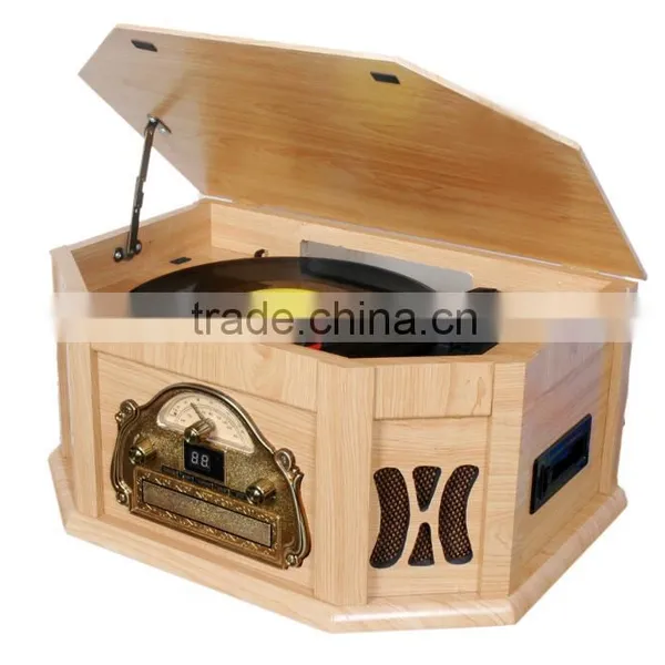 Rain Lane Elegant Furniture Wooden 6-in-1 Vinyl Record Player photo-6