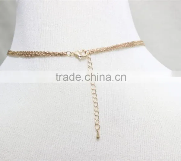 Gold Chain Layered Set Necklace W/Clear Teardrop Diamond Yellow Butterfly Metal Necklace 2016 Fashion Style Wholesale photo-5