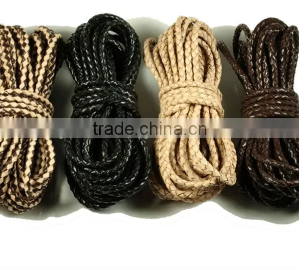 Bolo Braided Round Leather Cords |100% Genuine Leather 3mm Braided Bolo Cord Round photo-3