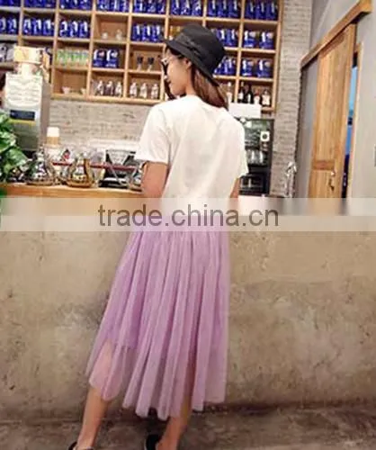 Summer Women's Net Yarn Casual Long Skirt Candy Color Solid Maxi Skirt photo-6