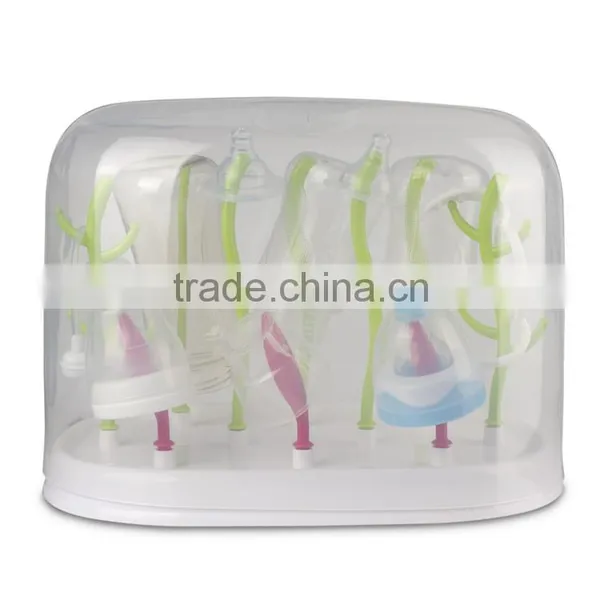 Plastic Space Saving Baby Bottle Drying Rack With Dustproof Cover photo-2