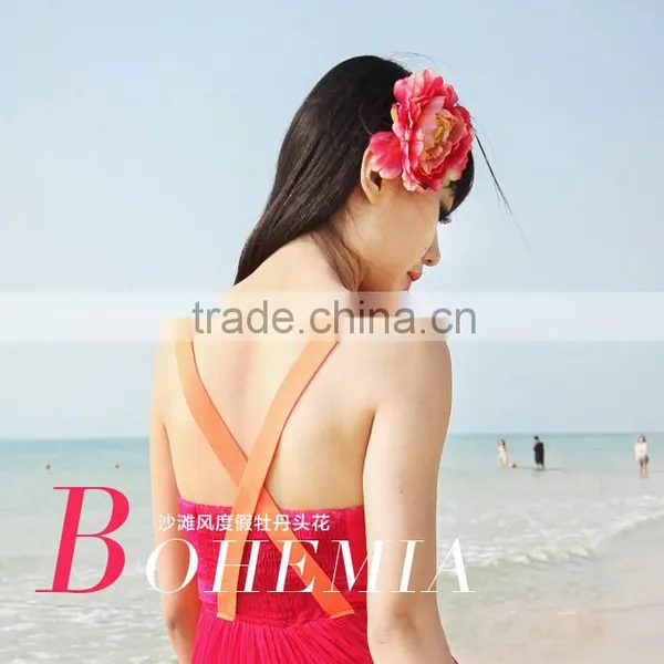 Silk Fabric Artificial Peony Flower Silk Flower Head photo-2