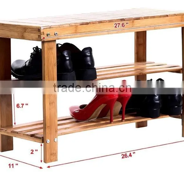 2015 New Design Bamboo Shoe Bench 2-Tier Shoe Storage Racks Shelf Organizer photo-3