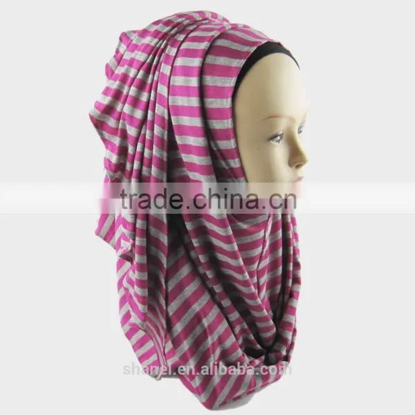 Hot Sale Cotton Stripe Scarf Muslim Hijab photo-4