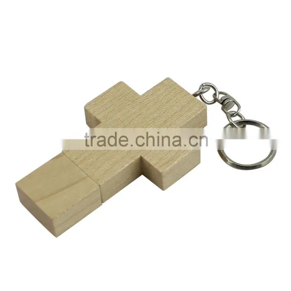 A Maple Wood Cross Thumb Usb Key Drive 2gb 4gb photo-3