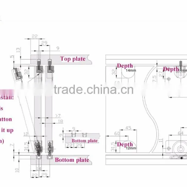 Furniture Hardware Closet Door Roller Fittings Sliding Wardrobe Door System photo-6