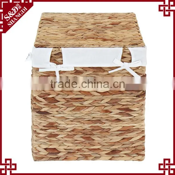 Removable Liner Water Hyacinth Woven Laundry Hamper / Laundry Basket photo-5