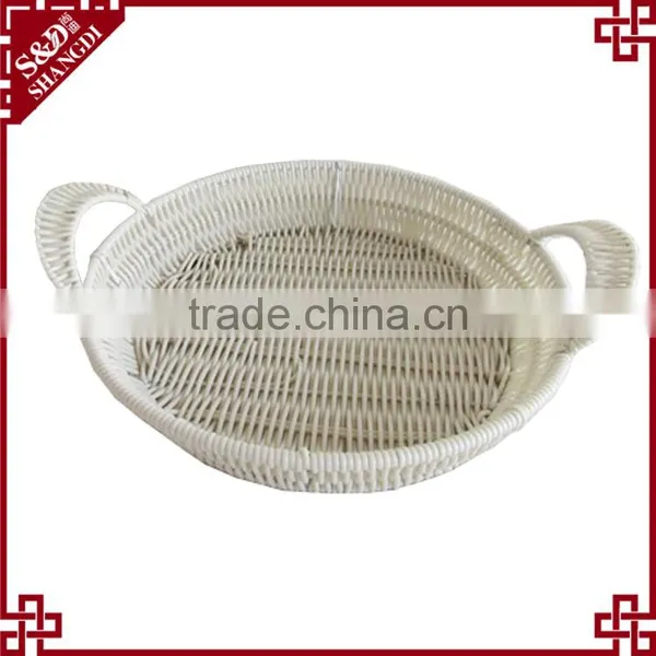 Eco-friendly 3-pc Food or Sundries Receiving Plastic Weave White Wicker Basket photo-4