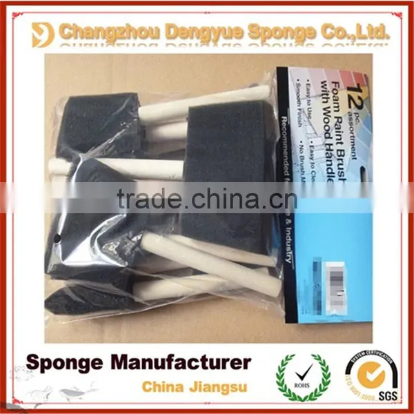 Black PU Sponge Soft Filter Foam Drawing Painting Craft Foam Brush With Wooden Handle photo-2