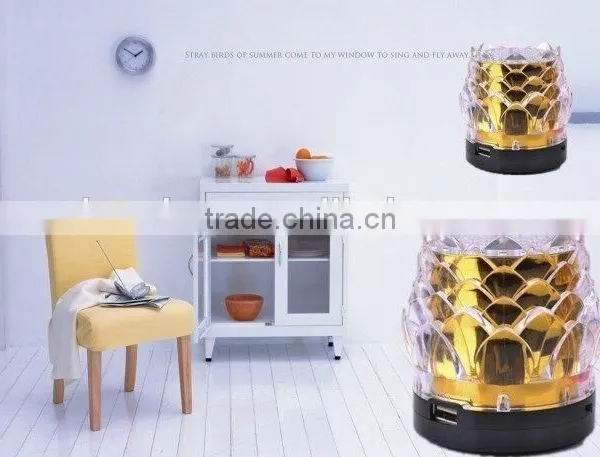 New Arrival Crystal Lotus Transparent Colorful Light Speaker USB Mini Speaker Creative Speaker With Radio Function photo-5