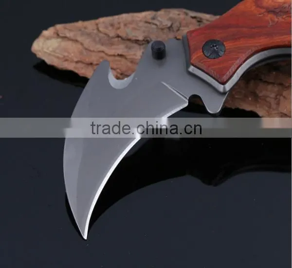 High Quality Outdoor Survival Wooden Handle Hunting Hook Knife photo-3