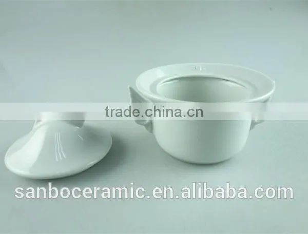 Mini Ceramic Casserole Pot With Lid, White Ceramic Small Soup Pot for Cookware photo-2