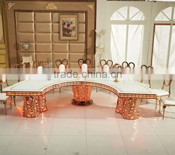 2017 Wedding Event Furnture Half Round With Led Stainless Steel Wedding Dining Table photo-2