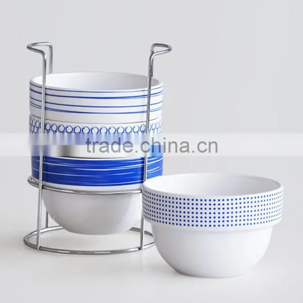 Stoneware Japanese Style Bowl in Handpainted Design or Decal Printing With Chopsticks Holder photo-6