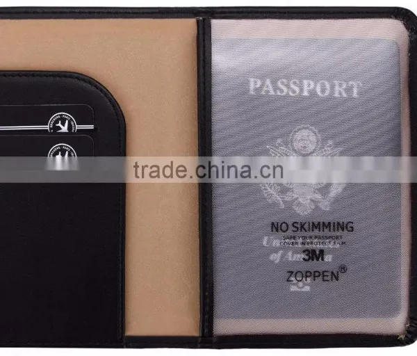 Black Hot Selling Genuine Leather Rfid Travel Passport Holder photo-6