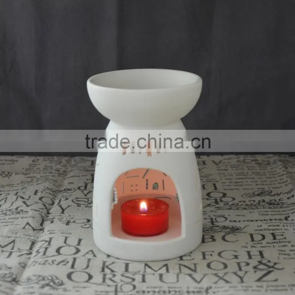 Hot Sale Porcelain White Christmas T-light Oil Burner With Hollow Design photo-2