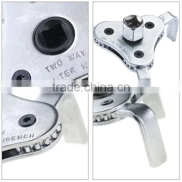 1/2 Drive Auto Adjust 2 Ways 3 Jaw Round Chrome Plated Flat Type Oil Filter Wrench photo-5