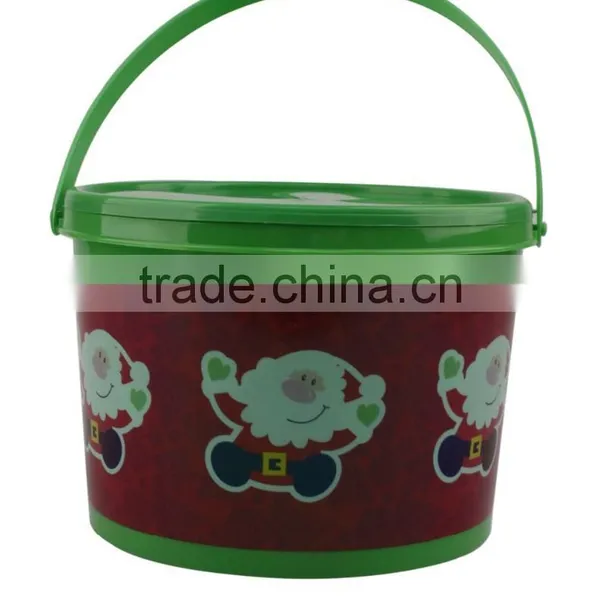 Santa Claus Pattern PP Inexpensive Plastic Bucket With Handle photo-3