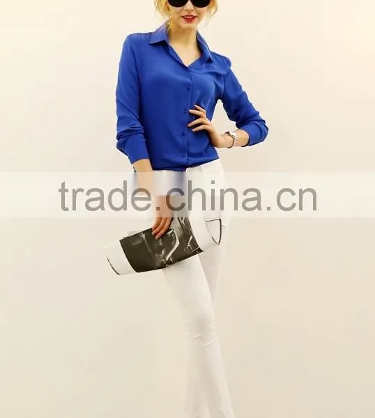 The Spring New Fashion Ladies Shirt Comfortable Long Sleeve Simple Chiffon Blouse Tops for Women photo-3