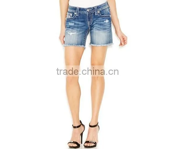 Knee-Length Denim Shorts, Blow Out Wash photo-2