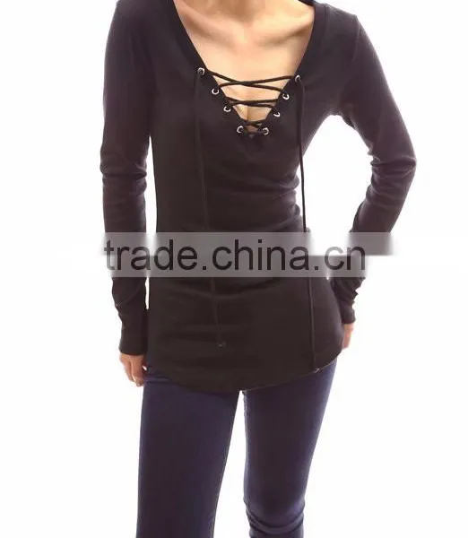 2016 Colorful v Neck Sex Women Clothing With Long Sleeve photo-2