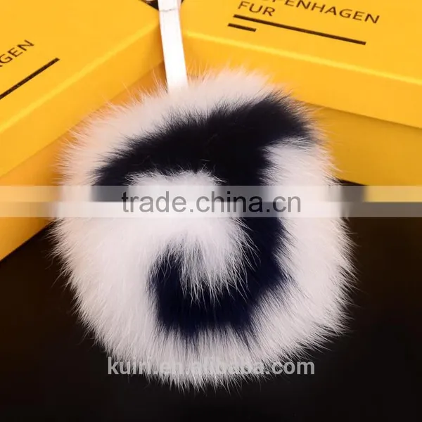 Fur Pom Pom Fluffy Heart Letter 15cm Big Real Full Pelt Fox Fur Ball Keychains Pluffy Bag Bug Women Bag Accessories photo-4