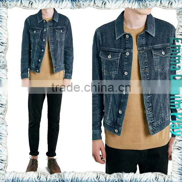 Euro Fashion Classic Casual Long Sleeve Dark Grey Men's Denim Jacket photo-4