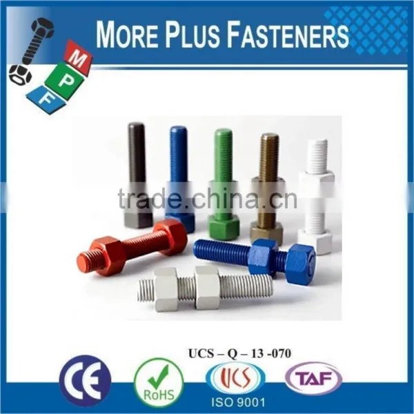 Made In Taiwan Stainless Steel Xylan Coated Colored Stud Bolts With Hexagon Nuts photo-5
