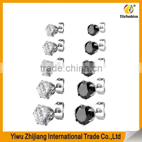 Wholesale Stainless Steel Cubic Zirconia Stud Earrings With Many Stlye photo-3