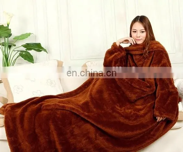Winter Warm Woven Fleece Adults Kids TV Blanket With Sleeves photo-4