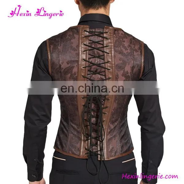 Custom Fashion Zipper Brown Lace Slimming Waist Corset Busk Tank Top photo-2