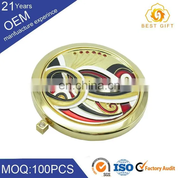 Custom Metal Small Round Shape Metal Pocket Mirror With Logo photo-2