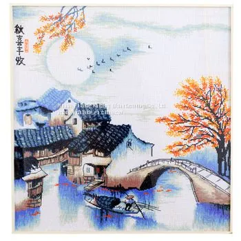 Custom Autumn Scenery Cross Stitch for home decoration