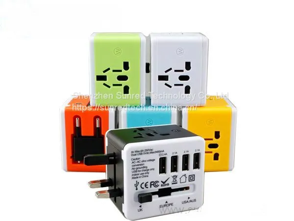 CMYK Logo 4usb Port Travel Adapter Full Printing Power Adapter Universal photo-3