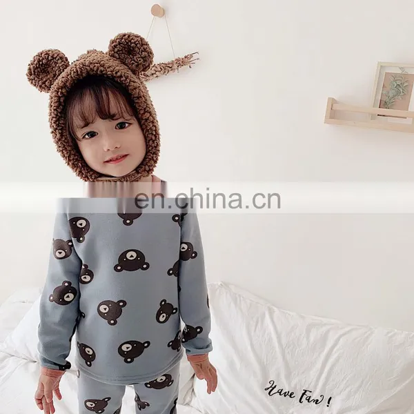 4142/2020 Newest Winter Fashion Fleece-lined Kids Pajamas Sets Causal Cute Warm Toddler Girl Sets photo-3