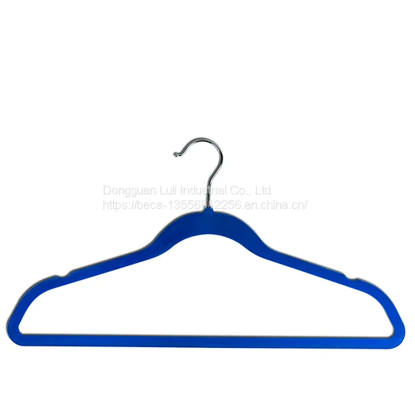 Wholesale Flocking Velvet Hanger With Metal Hook for Suppermarket