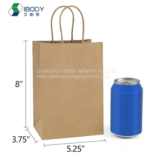 Shopping Bag With Custom Logo Large Brown Food Paper Bag Recycled With Handle photo-3