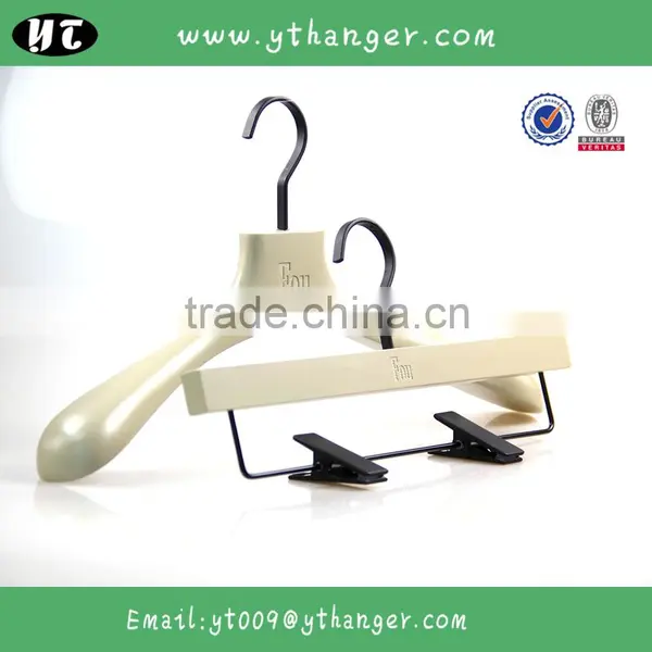 HA6927 White Wooden Coat Hanger With Rose Gold Pants Wooden Hanger photo-5