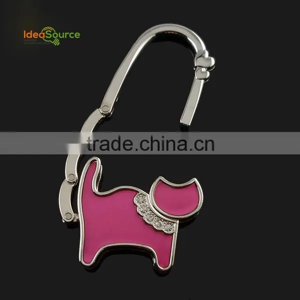 Cute Epoxy Cat Animal Shape Folding Bag Purse Hook, Foldable Bag Holder For Tables With Crystal Wholesale photo-3