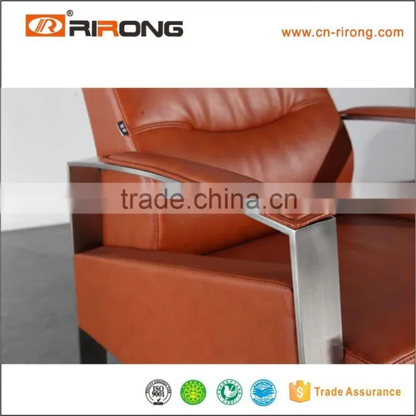 Modern Metal Armrest Design Italy Leather Office Sofa photo-5
