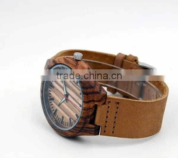 Hot Sale Cheap Wooden Watch Leather Strap Watch Mens Watches Natural Wooden Wrist Watch for Men or Women photo-3