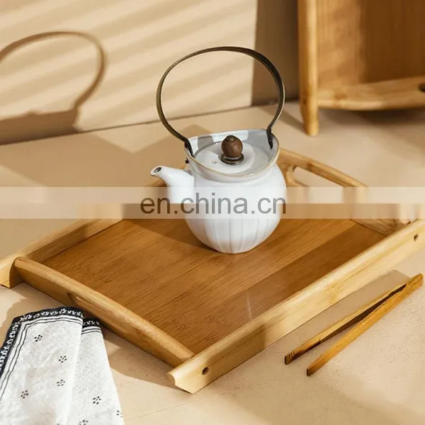 Wholesale Good Quality Custom Square Wooden Serving Tray Breakfast Storage Tray With Cut Out Handles photo-2