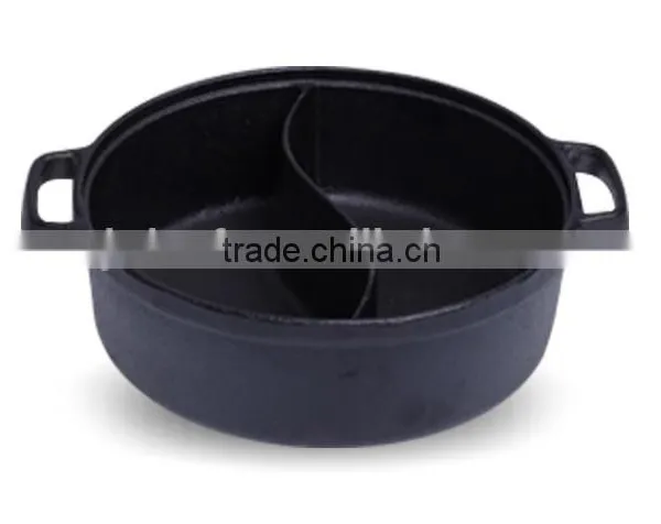 TRIONFO Round Cast Iron Pre-seasoned Two-flavor Hot Pot