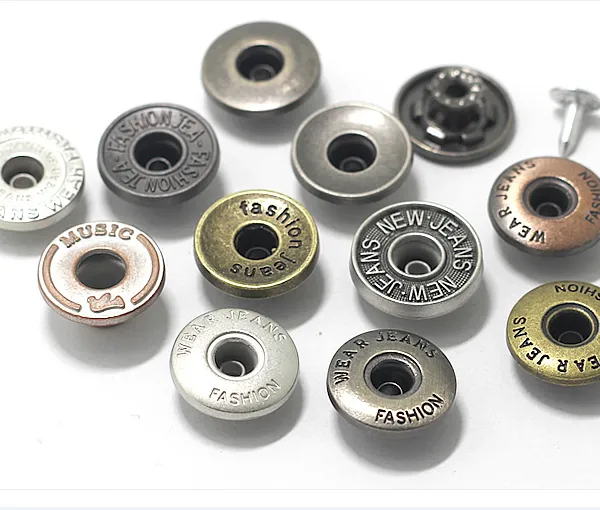 17mm Brass Open Hole Single Pin Jeans Button With Logo With Aluminum Nail photo-5
