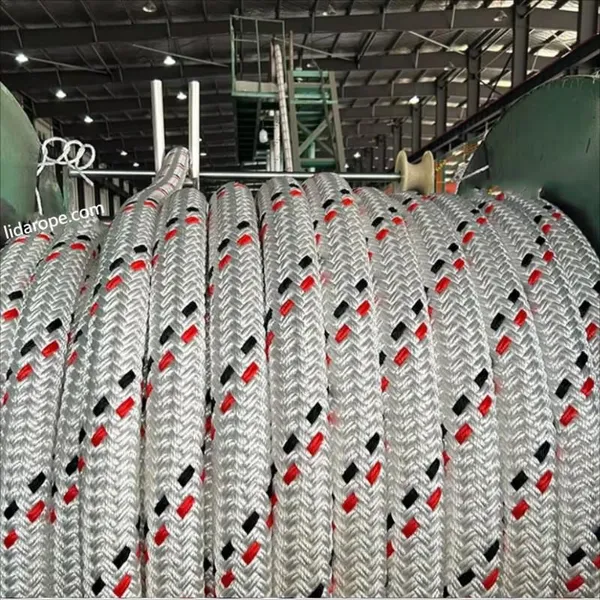 Marine Rope 12 Strand Uhmwpe Core Core-spun Double Braided Polyester Cover Coated Mooring Rope 22mmx220m With Spliced Eye photo-2